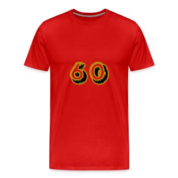 60. 60 ANS. 60e ANNIVERSAIRE. ANNIVERSAIRE 60 ANS. - T-shirt bio Premium Homme - rouge - Devant - Damien (186cm)