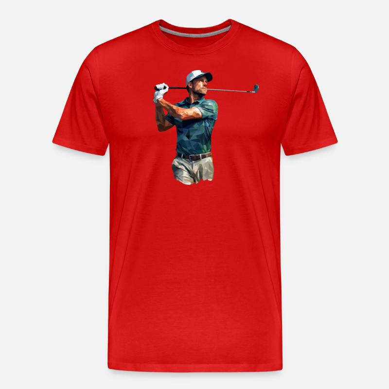 Golfer im Polygon Style - Männer Premium Bio T-Shirt - Rot