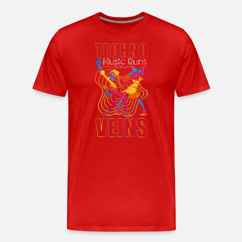 Techno Dj Minimal - Männer Premium Bio T-Shirt - Rot