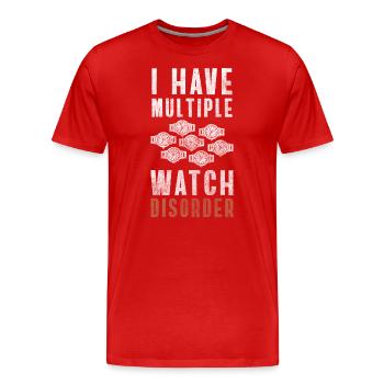 Montre Temps Montres de luxe Précieux - T-shirt bio Premium Homme - rouge - Devant - Damien (186cm)