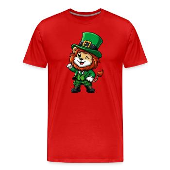 Dessin animé du lion de la Saint-Patrick - T-shirt bio Premium Homme - rouge - Devant - Damien (186cm)
