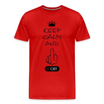 Fuck off, fucking, fuck you, fuck off - Männer Premium Bio T-Shirt - Rot - Vorne - Damien (186cm)