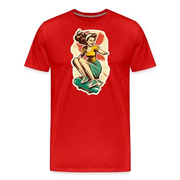 Skater Girl - Men's Premium Organic T-Shirt - red - Front - Damien (186cm)