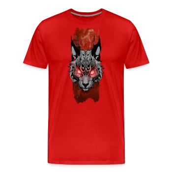 Souverain furtif : Lynx dans l’ombre - T-shirt bio Premium Homme - rouge - Devant - Damien (186cm)