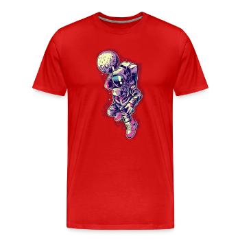Astronaute à la lune - T-shirt bio Premium Homme - rouge - Devant - Damien (186cm)