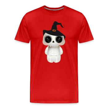 cute skull with black witch hat - Men's Premium Organic T-Shirt - red - Front - Damien (186cm)