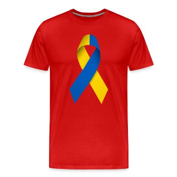 Ukrainian Peace Loop - Men's Premium Organic T-Shirt - red - Front - Damien (186cm)