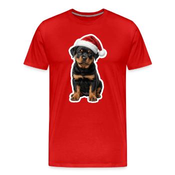 Starker Rottweiler Welpe ganz sanft - Männer Premium Bio T-Shirt - Rot - Vorne - Damien (186cm)