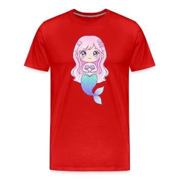 Meerjungfrau  - Männer Premium Bio T-Shirt - Rot - Vorne - Damien (186cm)