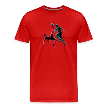 Joueur de bandes dessinées Foot Overhead Kick de football - T-shirt bio Premium Homme - rouge - Devant - Damien (186cm)