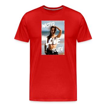 Look de plage de la jeunesse que j’adore - T-shirt bio Premium Homme - rouge - Devant - Damien (186cm)