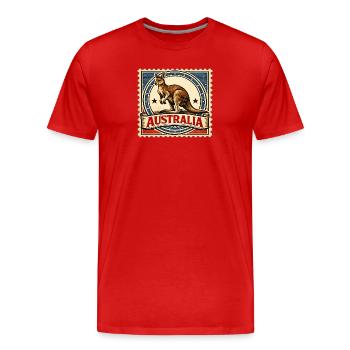 Kangaroo Vintage Stamp Australien - Männer Premium Bio T-Shirt - Rot - Vorne - Damien (186cm)