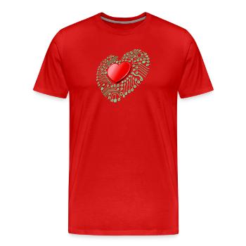 Lovetech - Men's Premium Organic T-Shirt - red - Front - Damien (186cm)