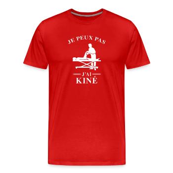 Je peux pas j'ai Kiné Massage kinésithérapeut - T-shirt bio Premium Homme - rouge - Devant - Damien (186cm)