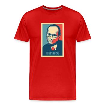 Popularité de François Hollande - T-shirt bio Premium Homme - rouge - Devant - Damien (186cm)