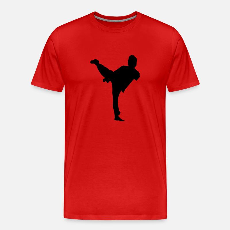 Bruce Lee Shadow Sidekick - Männer Premium Bio T-Shirt - Rot