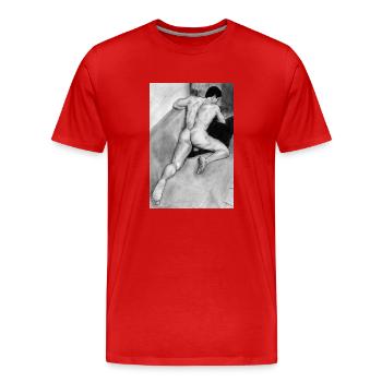 Arschmann Bleistift - Männer Premium Bio T-Shirt - Rot - Vorne - Damien (186cm)