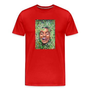 Glückliches Gesicht Frau mit Zunge - Männer Premium Bio T-Shirt - Rot - Vorne - Damien (186cm)