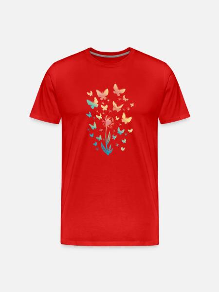 Schmetterlinge Aquarell - Männer Premium Bio T-Shirt - Rot