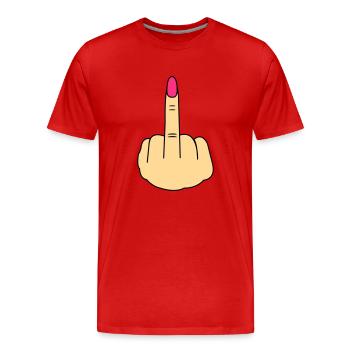 Middle Finger Woman - Men's Premium Organic T-Shirt - red - Front - Damien (186cm)
