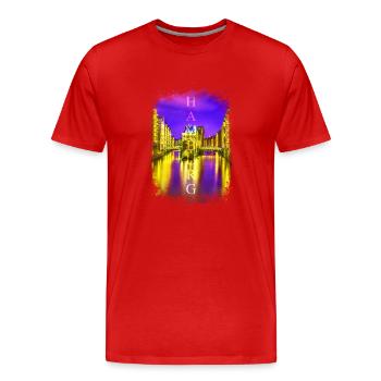 Hamburg St Pauli Reeperbahn Red Light District - Men's Premium Organic T-Shirt - red - Front - Damien (186cm)