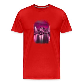Hamburg's Kiez Red Light District Reeperbahn - Men's Premium Organic T-Shirt - red - Front - Damien (186cm)