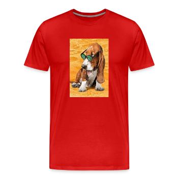 cooles Strand-Basset - Männer Premium Bio T-Shirt - Rot - Vorne - Damien (186cm)