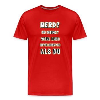 Nerd - Männer Premium Bio T-Shirt - Rot - Vorne - Damien (186cm)