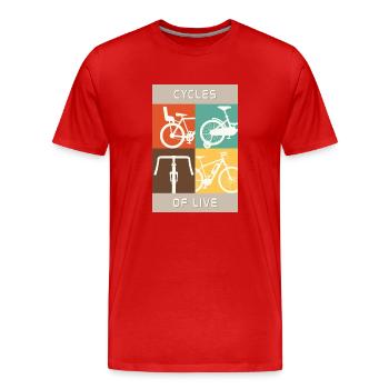 Cycles of live Bike Fahrrad - Men's Premium Organic T-Shirt - red - Front - Damien (186cm)