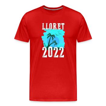 Lloret De Mar 2022 Palm Trees - Men's Premium Organic T-Shirt - red - Front - Damien (186cm)