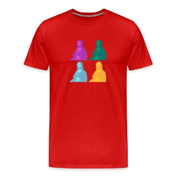 Mona Lisa Popart - Männer Premium Bio T-Shirt - Rot - Vorne - Damien (186cm)