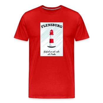 Flensburg Leuchtturm Falshöft, Mehr als Punkte - Männer Premium Bio T-Shirt - Rot - Vorne - Damien (186cm)