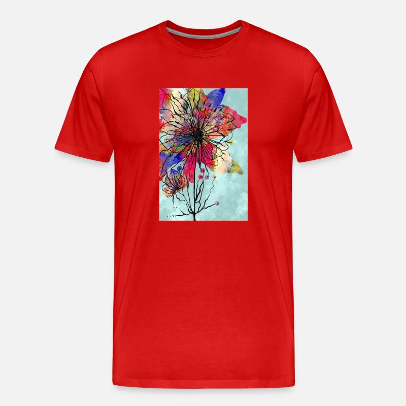 Blumen - Männer Premium Bio T-Shirt - Rot