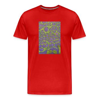 Owls in the bush - Men's Premium Organic T-Shirt - red - Front - Damien (186cm)