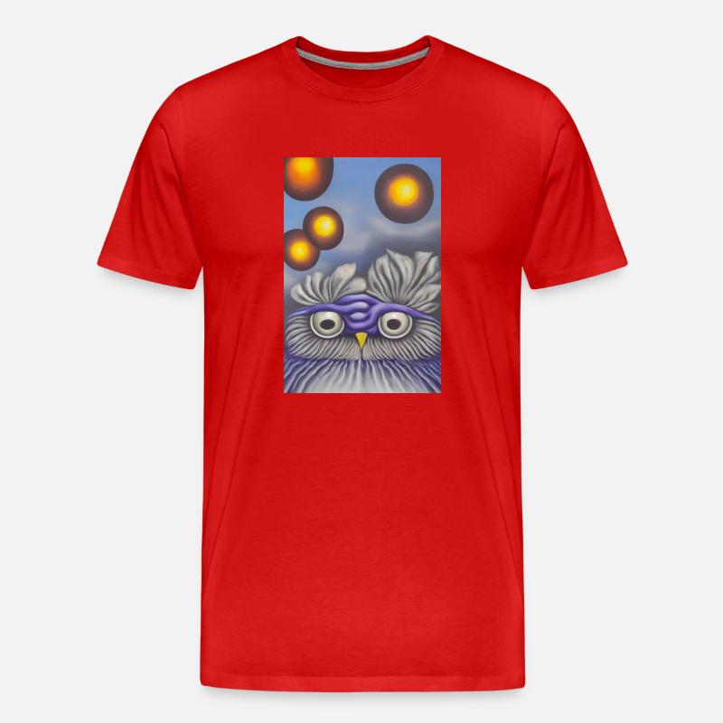 Eule mit Mond - Männer Premium Bio T-Shirt - Rot