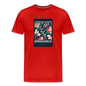 Marché de Noël Springfield Affiche USA 1960 - T-shirt bio Premium Homme - rouge - Devant - Damien (186cm)