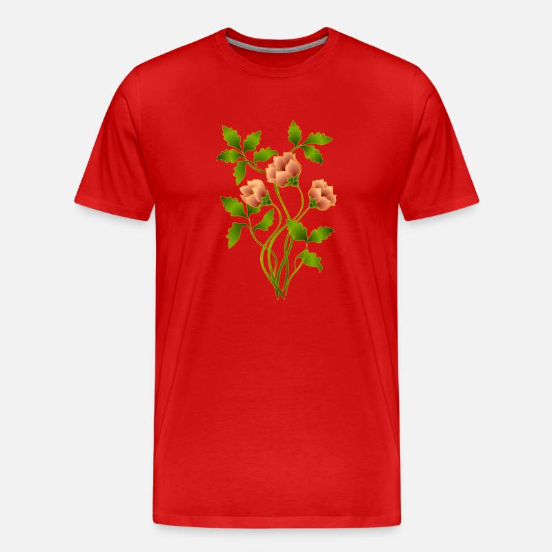 Blumen - Männer Premium Bio T-Shirt - Rot