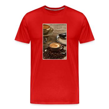 Great Coffee Drink Poster For The Kitchen - Men's Premium Organic T-Shirt - red - Front - Damien (186cm)