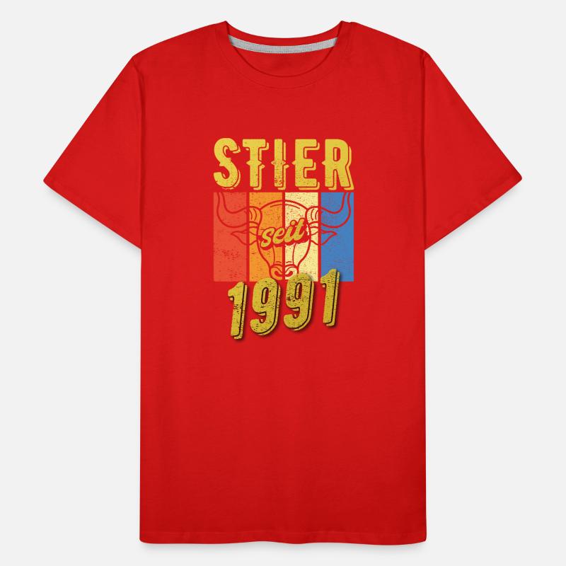 Stier 1991 Geburtstag Sternzeichen Geschenkidee Männer Premium Bio T-Shirt