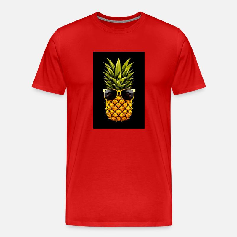 Ananas mit Sonnenbrille - Männer Premium Bio T-Shirt - Rot