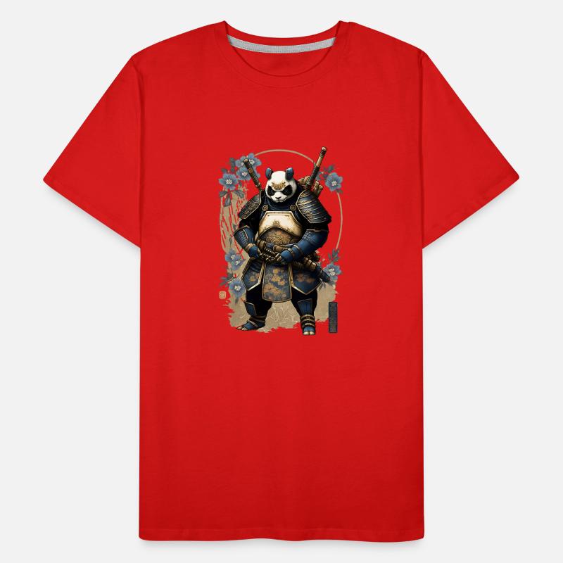 Panda en armure de samouraï dans le style ukiyo-e T-shirt bio Premium Homme