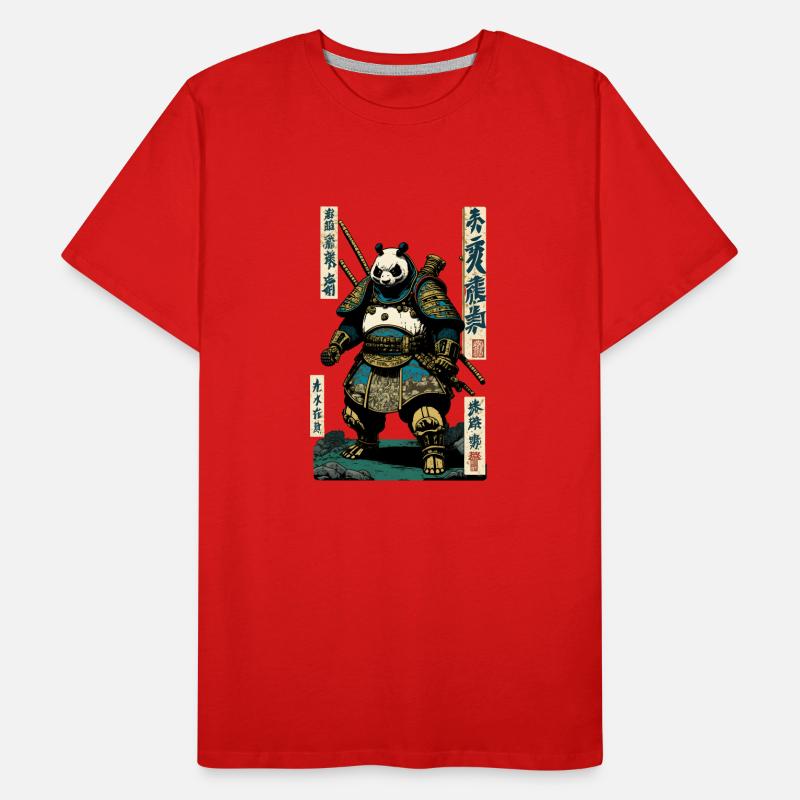 Panda in samurai armor in ukiyo-e style Men's Premium Organic T-Shirt