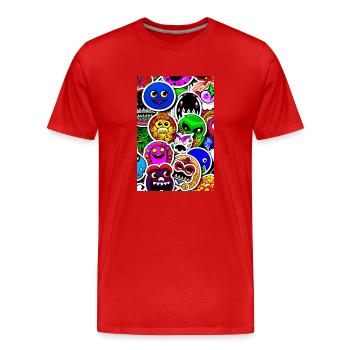 Monstres Rigolos Stickers - T-shirt bio Premium Homme - rouge - Devant - Damien (186cm)