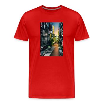 Tokio-Landschaft - Männer Premium Bio T-Shirt - Rot - Vorne - Damien (186cm)