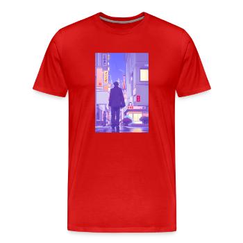 Paysage de Tokyo - T-shirt bio Premium Homme - rouge - Devant - Damien (186cm)