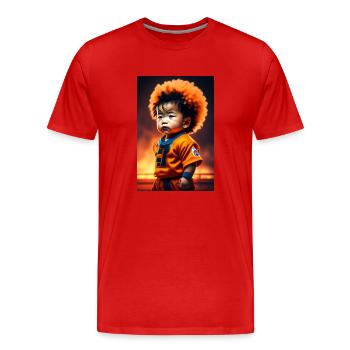 Petite Guerrier japonner - T-shirt bio Premium Homme - rouge - Devant - Damien (186cm)