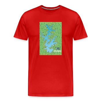 Lake Norman South Carolina retro map - Men's Premium Organic T-Shirt - red - Front - Damien (186cm)