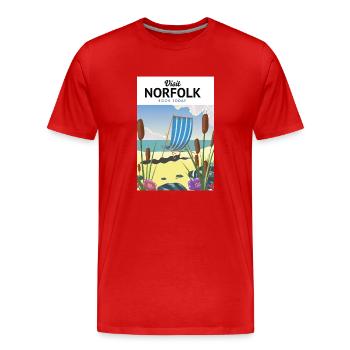 Norfolk Seaside Travel Poster - Männer Premium Bio T-Shirt - Rot - Vorne - Damien (186cm)