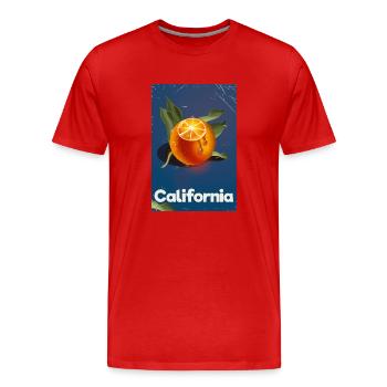 Affiche de voyage California Oranges - T-shirt bio Premium Homme - rouge - Devant - Damien (186cm)