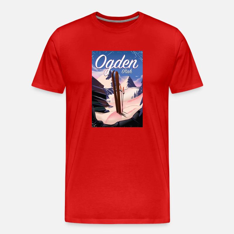 Ogden Utah Ski Poster - Männer Premium Bio T-Shirt - Rot